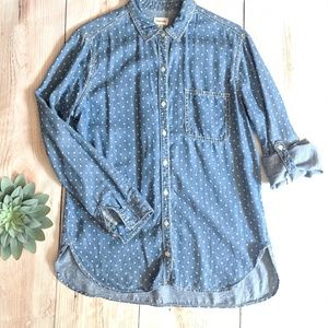 Sneak Peek Polka Dot Denim Shirt Sz: Medium